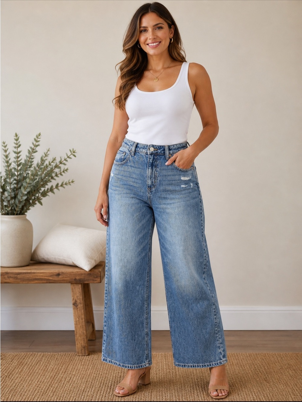 Cello Light Blue Wide Leg High-Rise Jeans